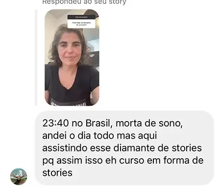 Print de mensagem de aluno para a Dri
