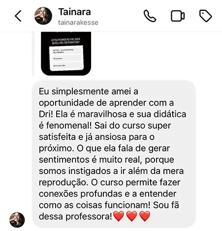 Print de mensagem de aluno para a Dri