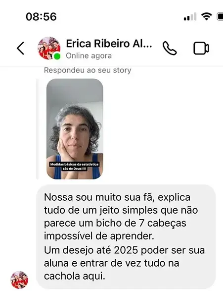 Print de mensagem de aluno para a Dri