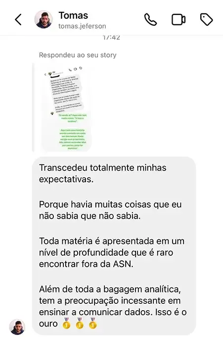 Print de mensagem de aluno para a Dri