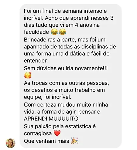 Print de mensagem de aluno para a Dri