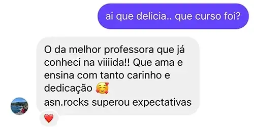 Print de mensagem de aluno para a Dri