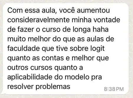 Print de mensagem de aluno para a Dri