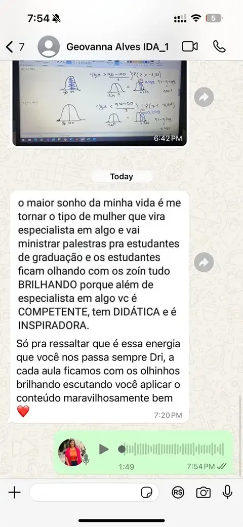 Print de mensagem de aluno para a Dri