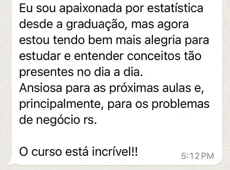 Print de mensagem de aluno para a Dri