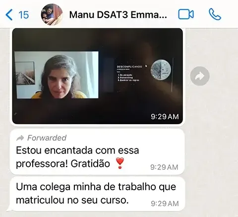 Print de mensagem de aluno para a Dri