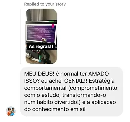 Print de mensagem de aluno para a Dri