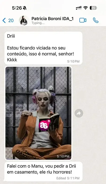 Print de mensagem de aluno para a Dri