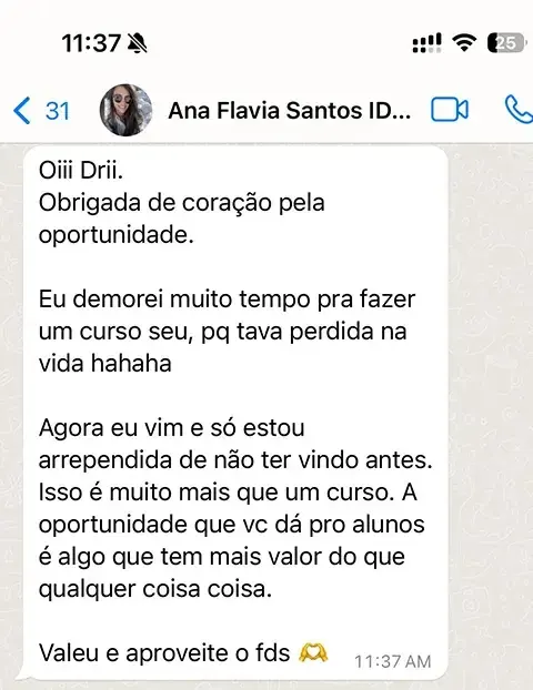 Print de mensagem de aluno para a Dri